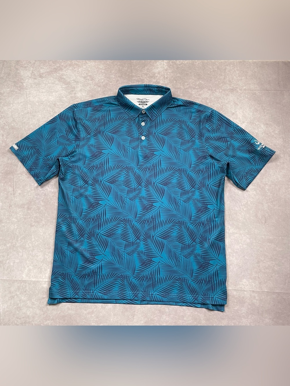 Wigwam Straight Down Golf Polo Men XL Blue Floral Performance Logo